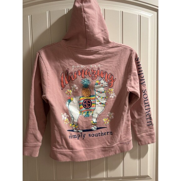 Simply Southern You are Lamazing Lama Hoodie Sweatshirt Youth Medium Pink - Picture 5 of 5